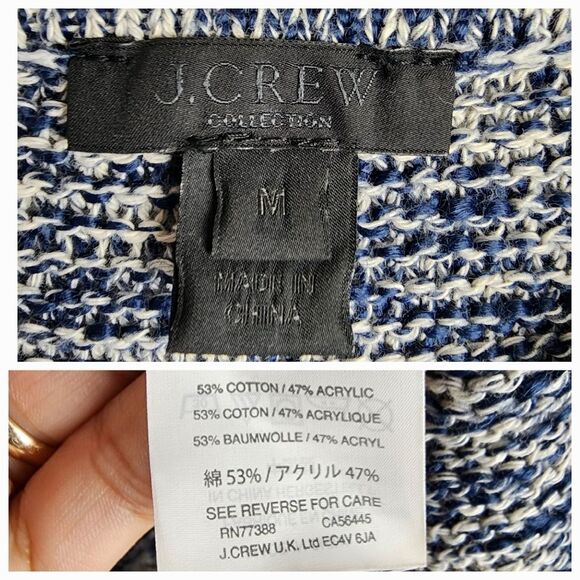 J.Crew Marbled Sweater Crewneck  Blue White Knit Cotton Acrylic Size M - Picture 2 of 11